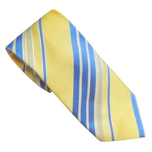 Donald J Trump Signature Collection Tie Mens Silk Yellow Blue White Striped 60’